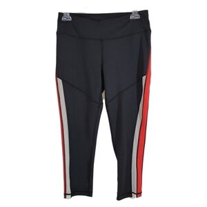 Zella Athletic Black, Orange & White Stripe Yoga Capri Pants